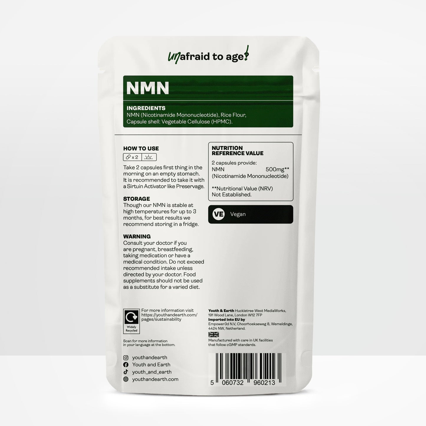 NMN (β-Nikotinamid-Mononukleotid) Kapseln, 250 mg