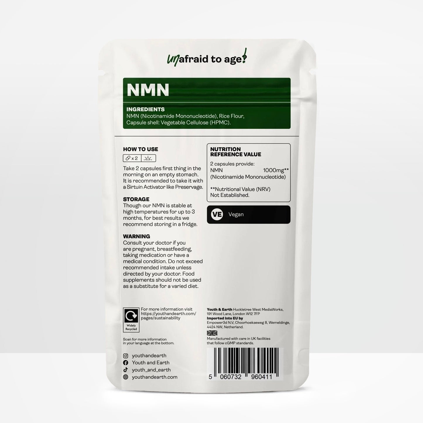 NMN (β-Nikotinamid-Mononukleotid) Kapseln, 500 mg